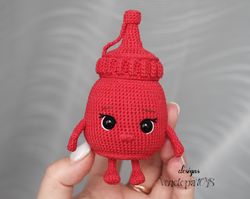 Ketchup Amigurumi Crochet Pattern, Amigurumi Beginner Easy Basic Simple How to Tutorial Cute Fast Food