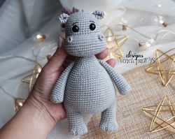 Hippo toys amigurumi pattern. Hippo stuffed animal plushie pdf pattern. Crochet hippo christmas gifts pattern