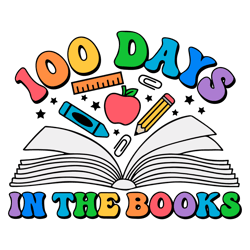 Retro 100 Days In The Books SVG
