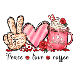 Peach Love Coffee Valentines Day PNG