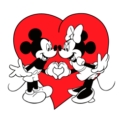 Valentine Mickey And Minn1ie Red Heart SVG
