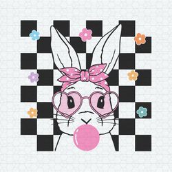 Retro Easter Bunny Checkerboard SVG