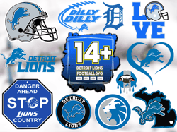 14 Files Detroit Lions Football Svg Bundle, Lions Logo Svg, Lions Girl Svg