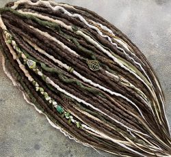 Swamp green brown blonde textured DE or SE dreadlocks full set, ombre DE SE dreads, crochet dreadlock extension