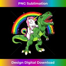 Unicorn Riding Dinosaur Rainbow Dino TREX Boys Girls - Eco-Friendly Sublimation PNG Download - Challenge Creative Boundaries