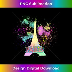 Paris Eiffel Tower Artistic Rainbow Paint Splat Long S - Classic Sublimation PNG File - Channel Your Creative Rebel