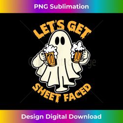 Let's Get Sheet Faced Funny Ghost Drinking Beer Halloween - Eco-Friendly Sublimation PNG Download - Tailor-Made for Sublimation Craftsmanship