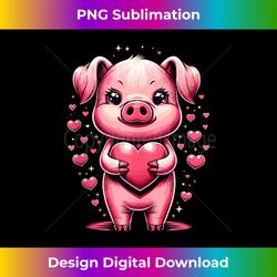 Pig Holding Heart Valentine's Day Cute Valentine - Chic Sublimation Digital Download - Striking & Memorable Impressions