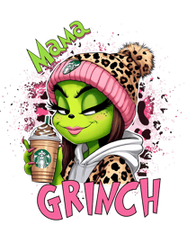 Leopard Pink Mama Grinch PNG