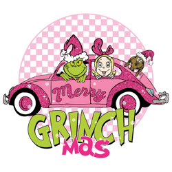 Retro Pink Merry Grinchmas PNG