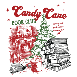Candy Cane Book Club Christmas SVG