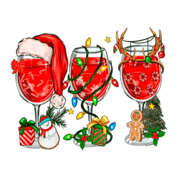 Retro Christmas Wine Santa Hat PNG