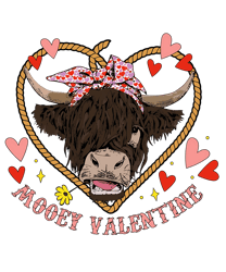Mooey Valentine Highland Cow SVG