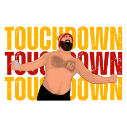 Funny Jason Kelce No Shirt Touchdown PNG