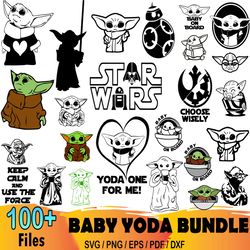 100 Files Baby Yoda Bundle SVG Star Wars SVG The Child SVG For Designer