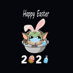 2021 Baby Yoda Wearing Face Mask Happy Easter SVG