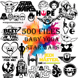500 Files Baby Yoda And Star Wars SVG PNG Bundle
