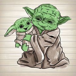 Baby Yoda And His Father Sublimation PNG Father's Day Little Yoda Gift To Father