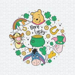 Born Lucky Winnie The Pooh St Patrick's Day PNG