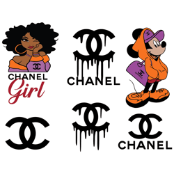 Black Girl Mickey Bundle SVG, Fashion Brand Logo SVG, Logo Design Bundle SVG Trending SVG