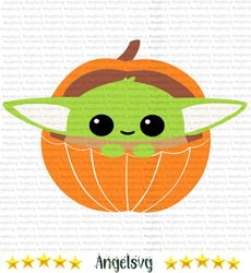 baby yoda in pumpkin, halloween svg, cute baby yoda