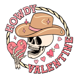 Retro Howdy Valentine Skeleton SVG