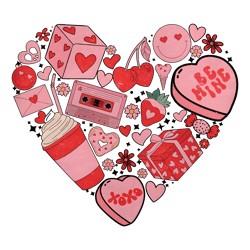 Retro Valentines Day Heart Doodle PNG
