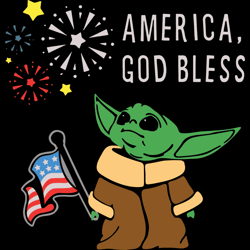 America God Bless Firework Independence Day - Baby Yoda 4th Of July SVG