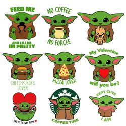 Cute Baby Yoda Full Layered Bundle SVG Dxf Eps PNG Instant Download