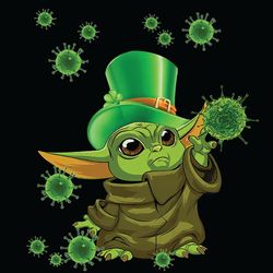 Leprechaun Baby Yoda With Virus -St Patrick Day Lucky Charm SVG