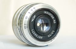 Industar-50 3.5/50 Soviet silver rangefinder lens KMZ M39 LTM mount