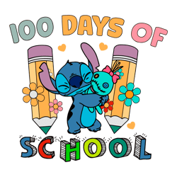 Cute Stitch 100 Days Of School SVG