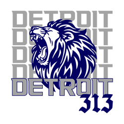Retro Detroit 313 Lions Football Team SVG