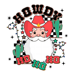 Retro Howdy Ho Ho Ho Christmas Lights PNG