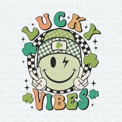 Lucky Vibes Smiley Face Shamrock SVG
