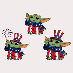 Happy 4th Of July Baby Yoda Bundle SVG American Flag Democracy Patriotic SVG Freedom SVG