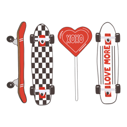 Valentines Skateboard Xoxo Love More SVG