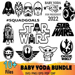 10 Baby Yoda Star Wars Bundle SVG For Diy