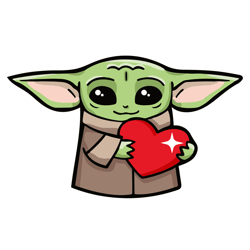Baby Yoda Holding Heart SVG