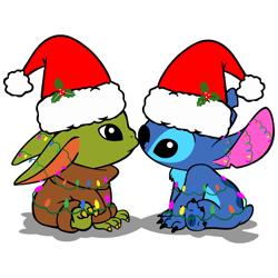 Christmas Baby Yoda And Stitch SVG