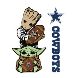 Groot And Baby Yoda Dallas Cowboys SVG