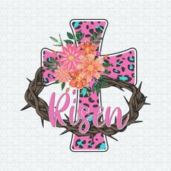 Floral Cross He Is Risen Christian Easter PNG