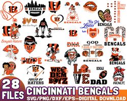 28 Files Cincinnati Bengals Svg Bundle Instant Download, Cincinnati Bengals Dad Mom