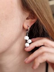 Lily of the Valley Earrings Earrings Botanical Earrings Dangle Earrings White Earrings Hoop Earrings