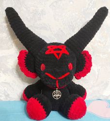 Big black baphomet toy, plush baphomet, baphy toy, satanic toy, devil son