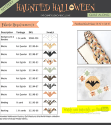 Haunted Halloween Mystery Quilt Along Fabric Requirements  PDF