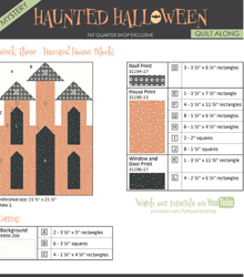 Haunted Halloween Mystery Quilt Along Week Three - Haunted House Block - Quilt Pattern  PDF