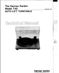 HARMAN KARDON T45 T-45 TURNTABLE Service Manual PDF