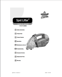 Bissell Spot Lifter 2X 1718 1719 Owner's Manual PDF