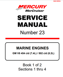 Mercury Mercruiser Service Manual V8, MCM 454 Mag MPI , 502, 7.4L 8.2L 23 PDF